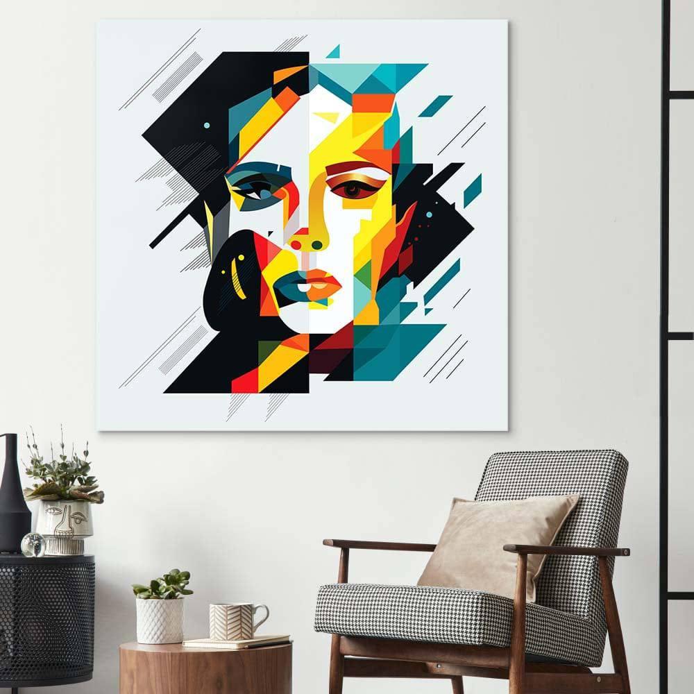 Geometric Female Portrait Glass Wall Art - DIY - CreoGlass®