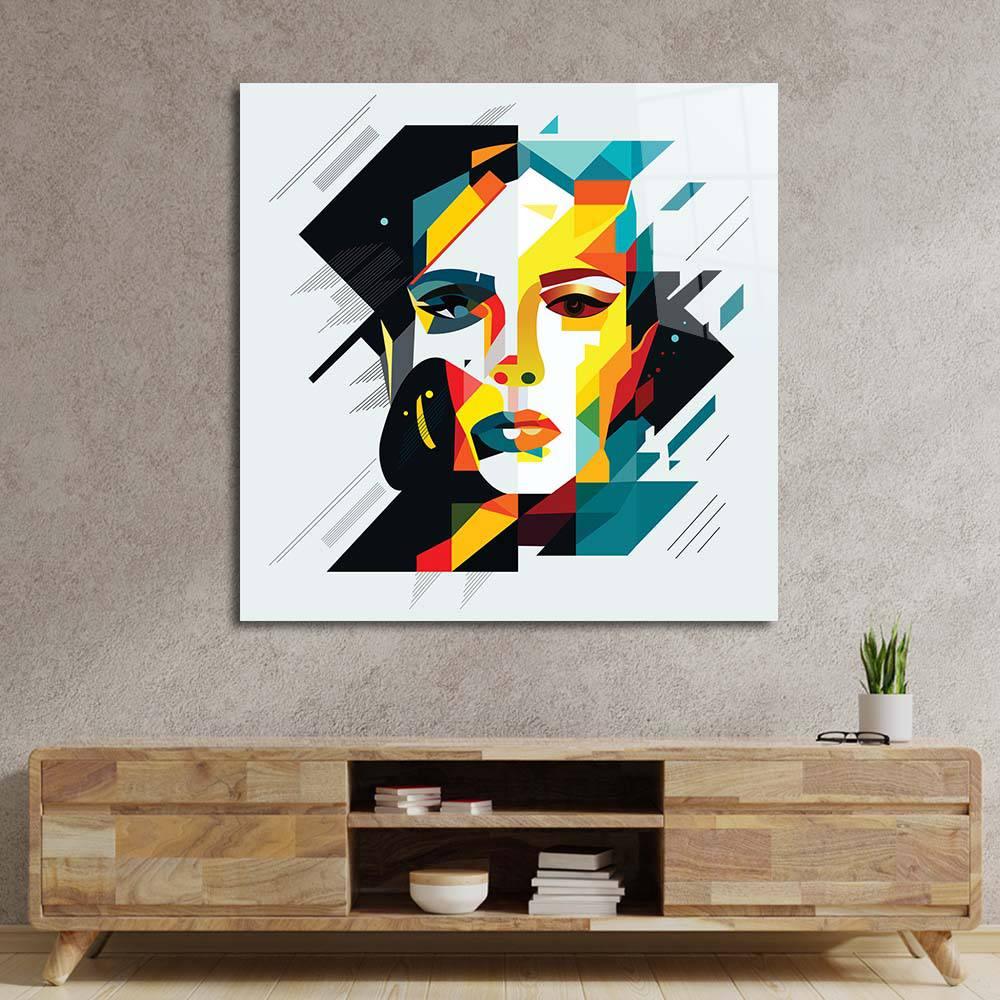 Geometric Female Portrait Glass Wall Art - DIY - CreoGlass®