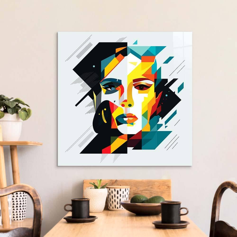 Geometric Female Portrait Glass Wall Art - DIY - CreoGlass®