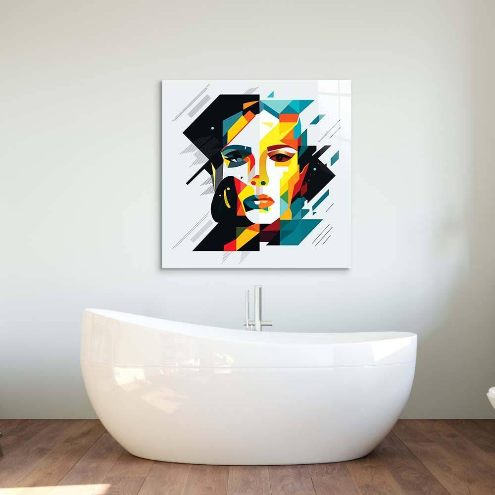 Geometric Female Portrait Glass Wall Art - DIY - CreoGlass®