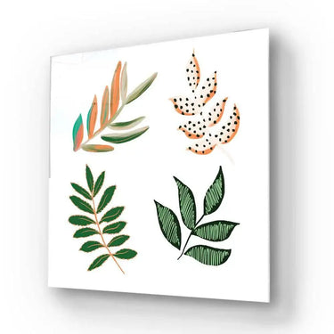 Geometric Painted Leaves Glass Wall Art - DIY - CreoGlass®