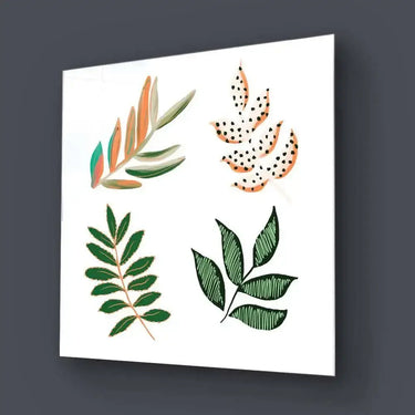 Geometric Painted Leaves Glass Wall Art - DIY - CreoGlass®