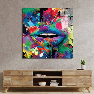 Graffiti Coloured Lips Glass Wall Art - DIY - CreoGlass®