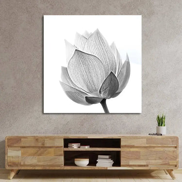 Lotus Black & White 2 Glass Wall Art - DIY - CreoGlass®