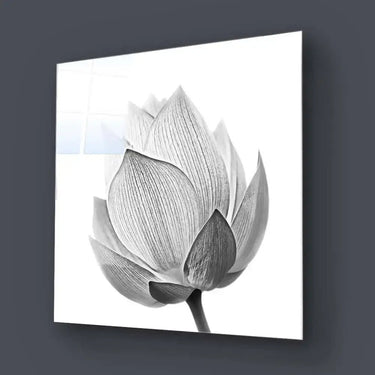 Lotus Black & White 2 Glass Wall Art - DIY - CreoGlass®