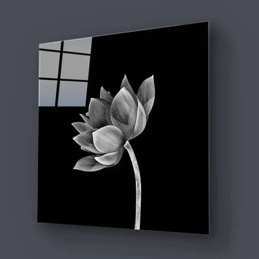Lotus Black & White Glass Wall Art - DIY - CreoGlass®