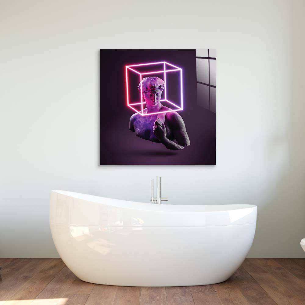 Neon Statue of David Glass Wall Art - DIY - CreoGlass®