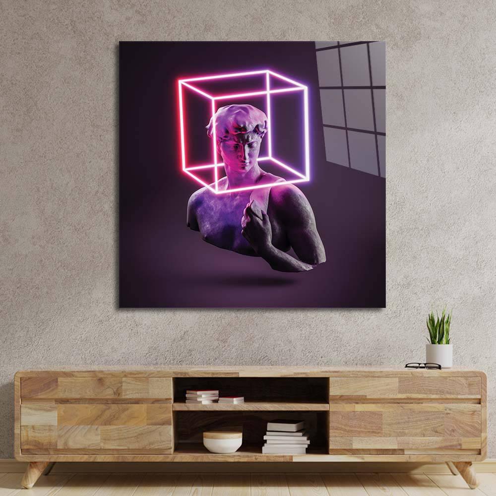 Neon Statue of David Glass Wall Art - DIY - CreoGlass®