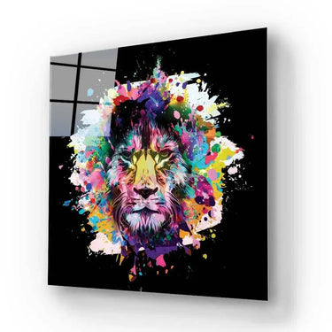 Paint Splash Lion Glass Wall Art - DIY - CreoGlass®