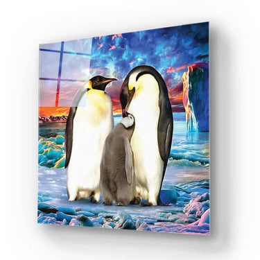 Penguin Family Glass Wall Art - DIY - CreoGlass®