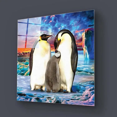 Penguin Family Glass Wall Art - DIY - CreoGlass®