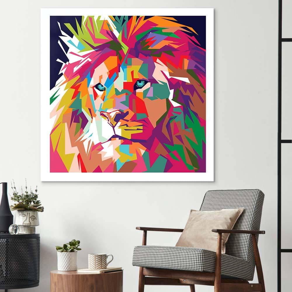 Pop Art Lion Glass Wall Art - DIY - CreoGlass®