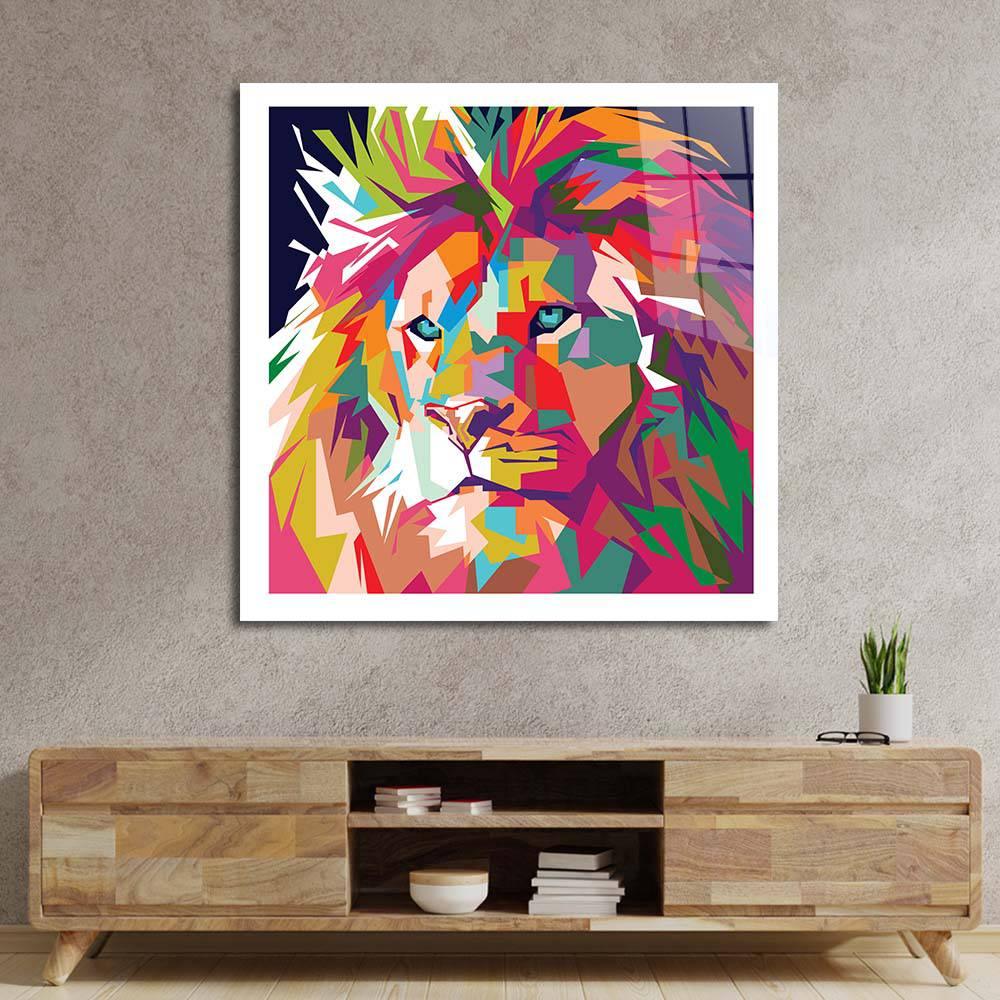 Pop Art Lion Glass Wall Art - DIY - CreoGlass®