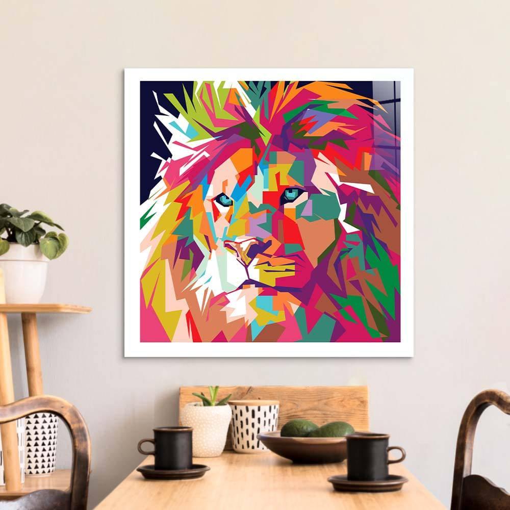 Pop Art Lion Glass Wall Art - DIY - CreoGlass®