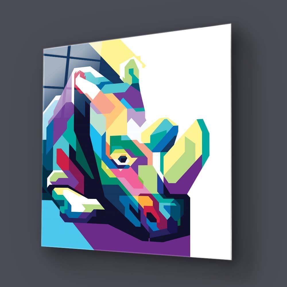 Pop Art Rhino Glass Wall Art - DIY - CreoGlass®