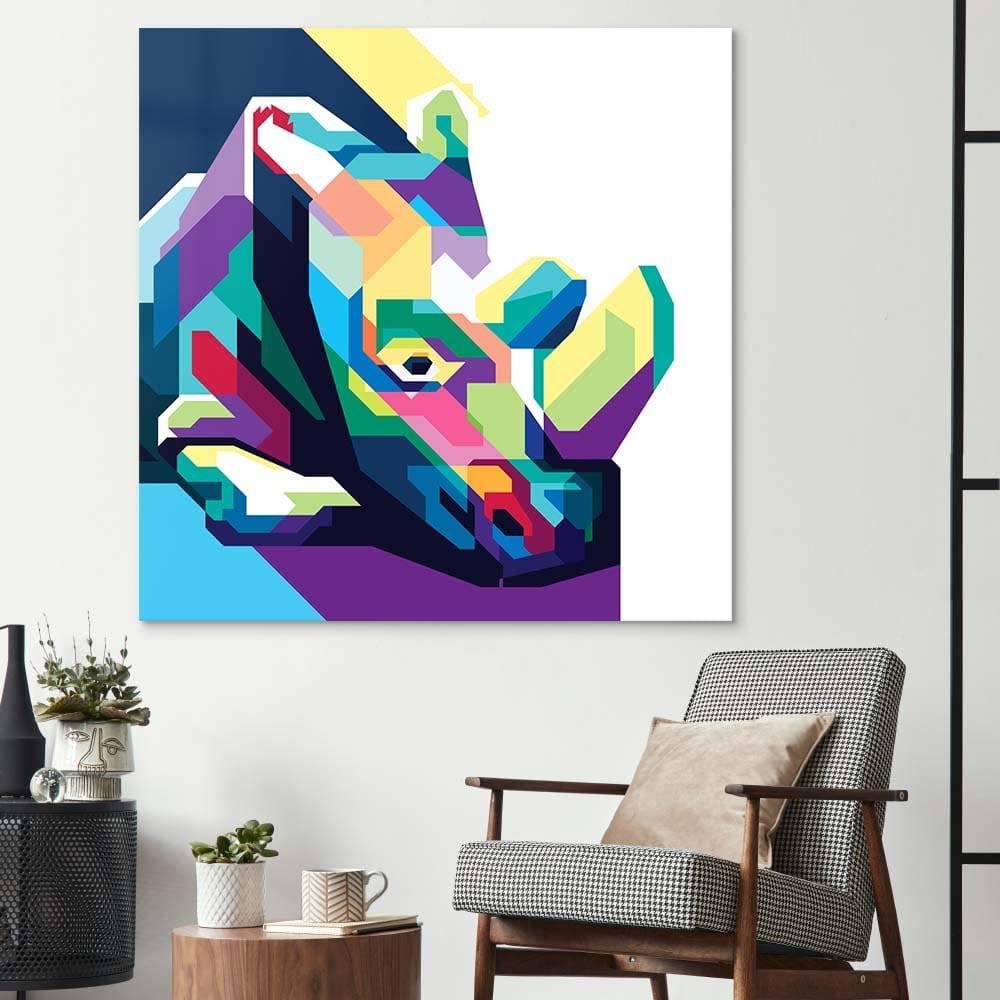 Pop Art Rhino Glass Wall Art - DIY - CreoGlass®