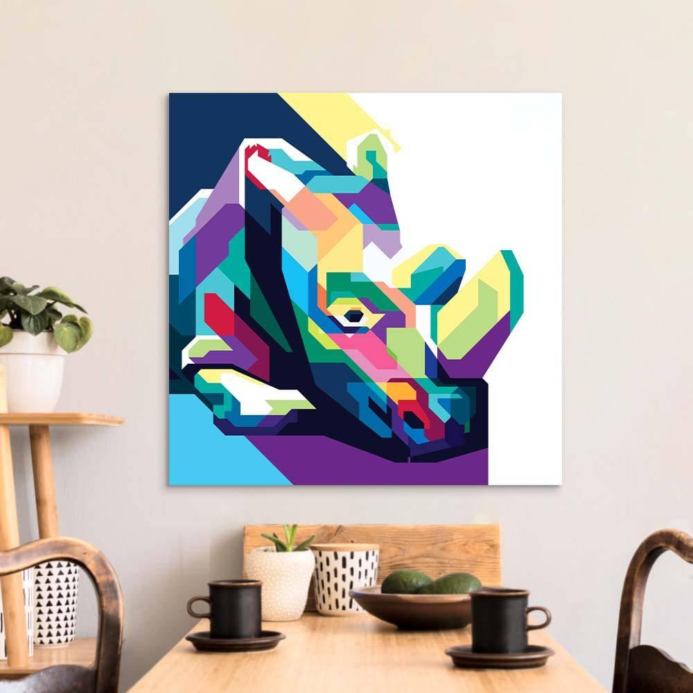 Pop Art Rhino Glass Wall Art - DIY - CreoGlass®