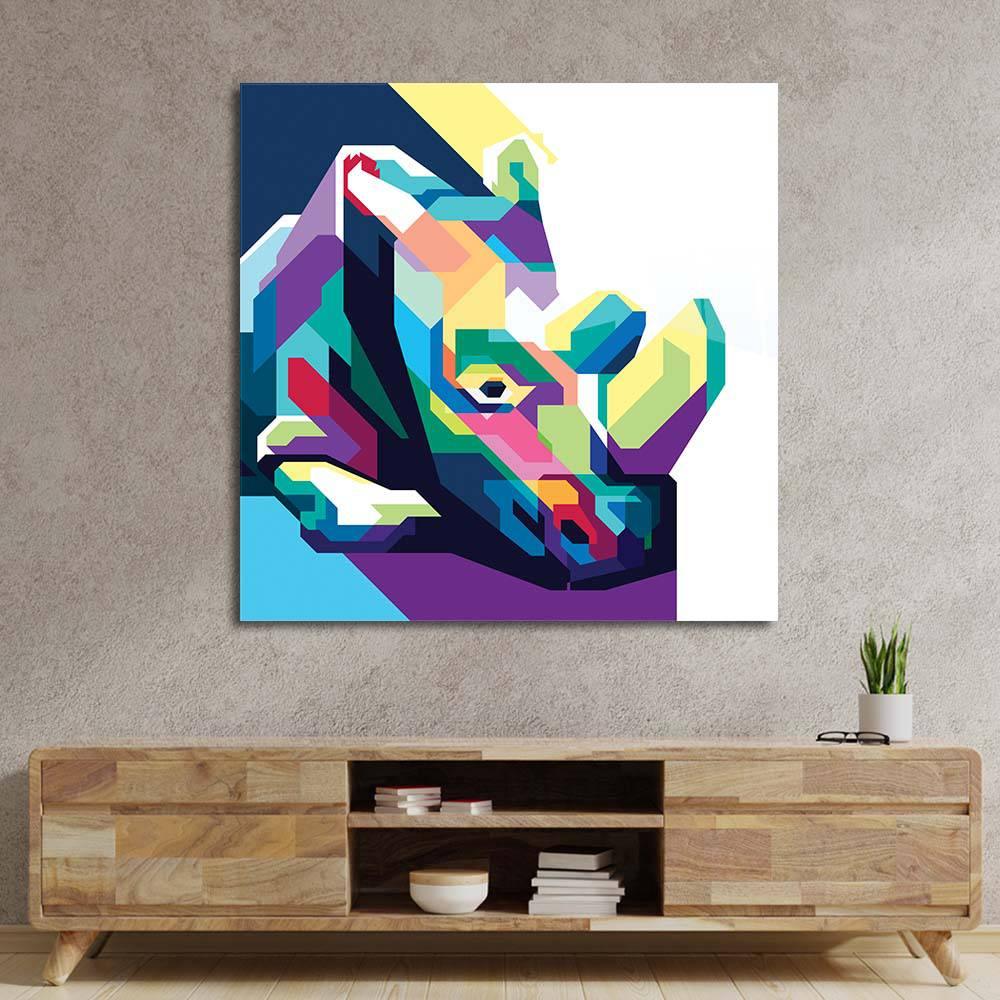 Pop Art Rhino Glass Wall Art - DIY - CreoGlass®