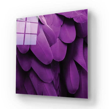Purple Macaw Feathers Macro Photograph Glass Wall Art - DIY - CreoGlass®