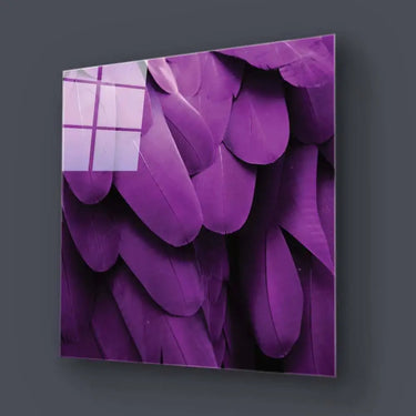 Purple Macaw Feathers Macro Photograph Glass Wall Art - DIY - CreoGlass®