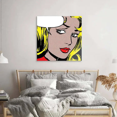 Retro Woman with Speech Bubble Glass Wall Art - DIY - CreoGlass®