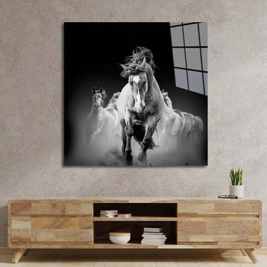 Running Horses Glass Wall Art - Square Sizes - DIY - CreoGlass®