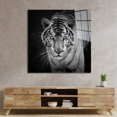Tiger with Blue Eyes Glass Wall Art - DIY - CreoGlass®