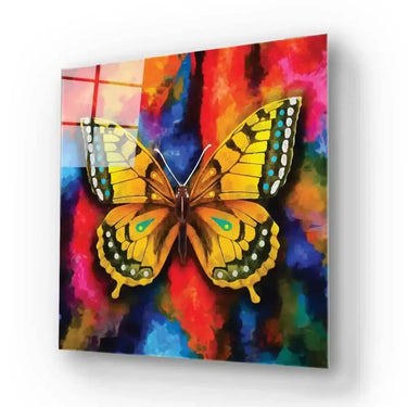 Watercolour Yellow Butterfly Glass Wall Art - DIY - CreoGlass®