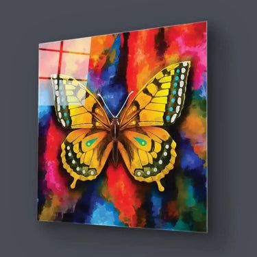 Watercolour Yellow Butterfly Glass Wall Art - DIY - CreoGlass®