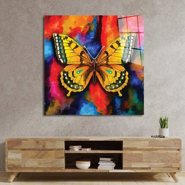 Watercolour Yellow Butterfly Glass Wall Art - DIY - CreoGlass®