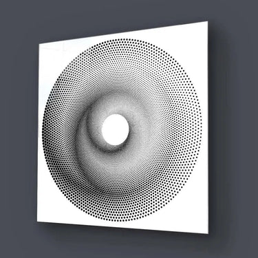 White Abstract Halftone Spiral Glass Wall Art - DIY - CreoGlass®