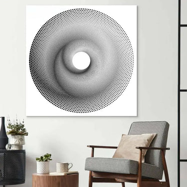 White Abstract Halftone Spiral Glass Wall Art - DIY - CreoGlass®