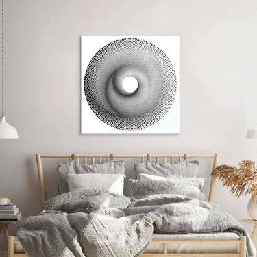 White Abstract Halftone Spiral Glass Wall Art - DIY - CreoGlass®