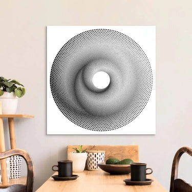 White Abstract Halftone Spiral Glass Wall Art - DIY - CreoGlass®