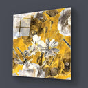 White and Yellow Flowers Glass Wall Art - Square Sizes - DIY - CreoGlass®