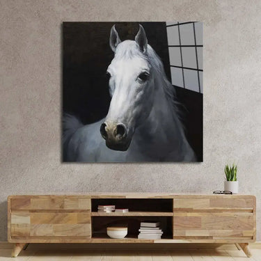 White Horse Glass Wall Art - DIY - CreoGlass®