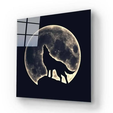 Wolf Under the Moon Glass Wall Art - DIY - CreoGlass®