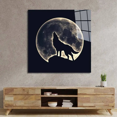 Wolf Under the Moon Glass Wall Art - DIY - CreoGlass®