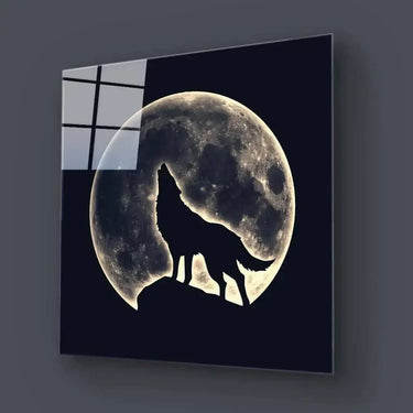 Wolf Under the Moon Glass Wall Art - DIY - CreoGlass®