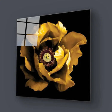 Yellow Peony Glass Wall Art – Square Sizes – DIY - CreoGlass®