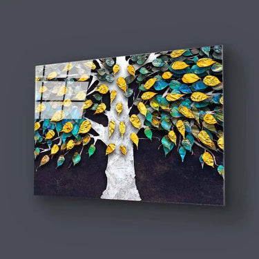 3D Tree with Gold Leaves Glass Wall Art - DIY - CreoGlass®