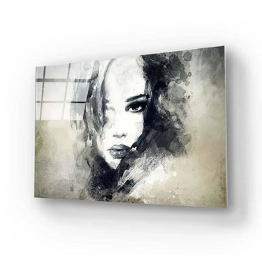 A Woman's Face in Ink Glass Wall Art - DIY - CreoGlass®