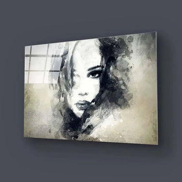 A Woman's Face in Ink Glass Wall Art - DIY - CreoGlass®