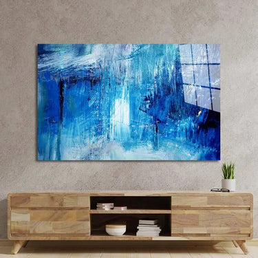 Abstract Art Blue Oil Painting Glass Wall Art - DIY - CreoGlass®