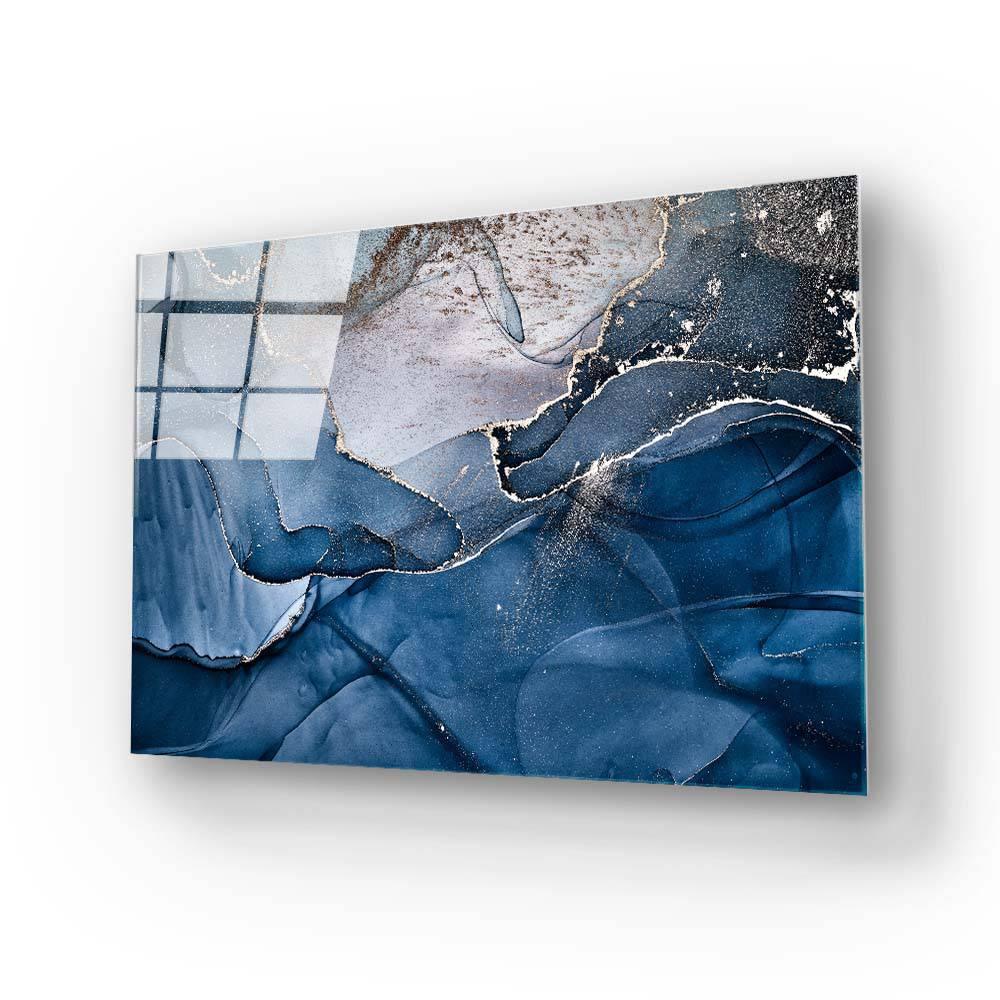 Abstract Blue and Grey Marble Glass Wall Art - DIY - CreoGlass®