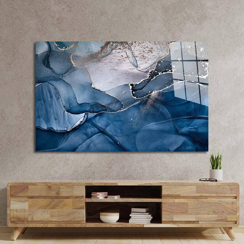 Abstract Blue and Grey Marble Glass Wall Art - DIY - CreoGlass®