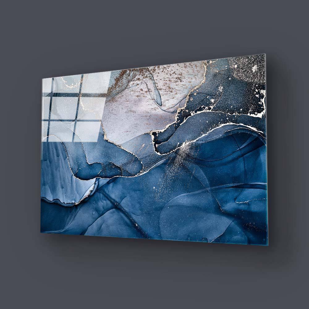 Abstract Blue and Grey Marble Glass Wall Art - DIY - CreoGlass®