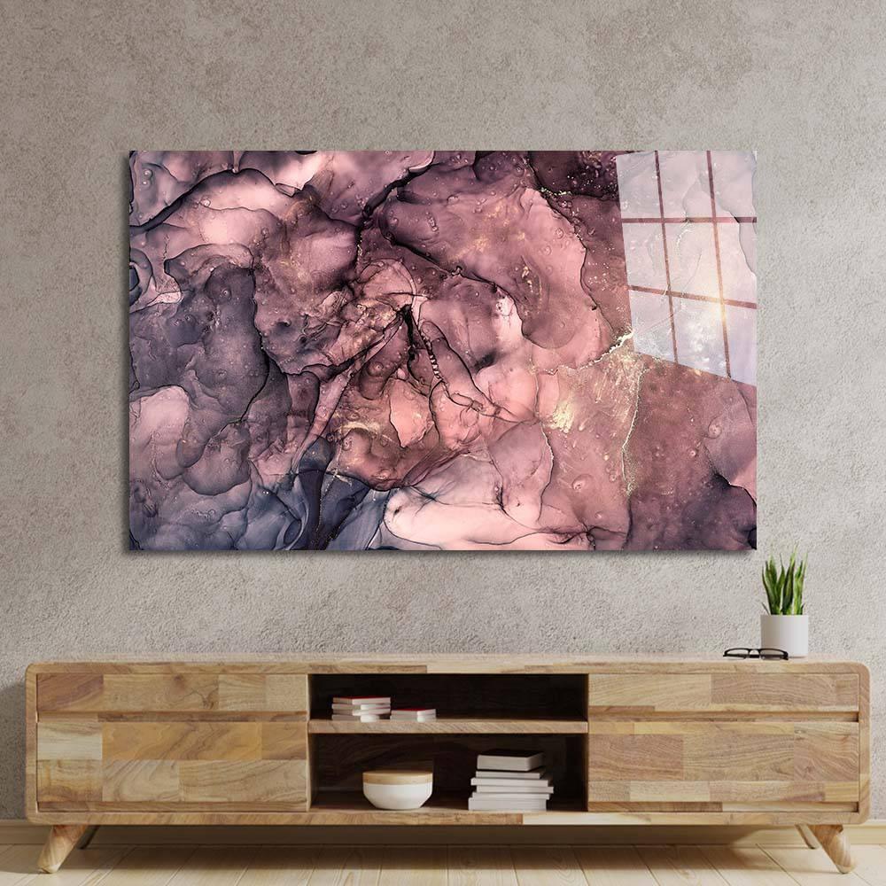 Abstract Blue and Pink Alcohol Ink Marble Glass Wall Art - DIY - CreoGlass®