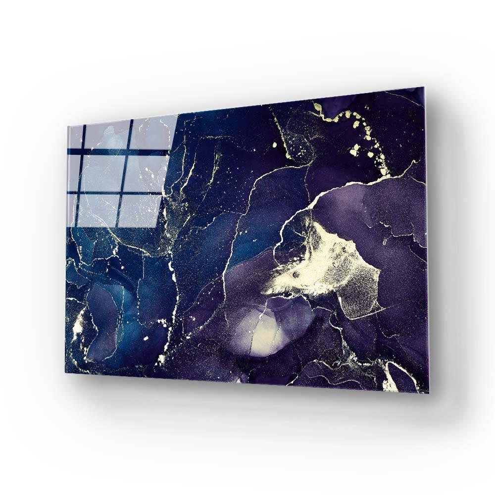 Abstract Blue and Purple Alcohol Ink Marble Glass Wall Art - DIY - CreoGlass®