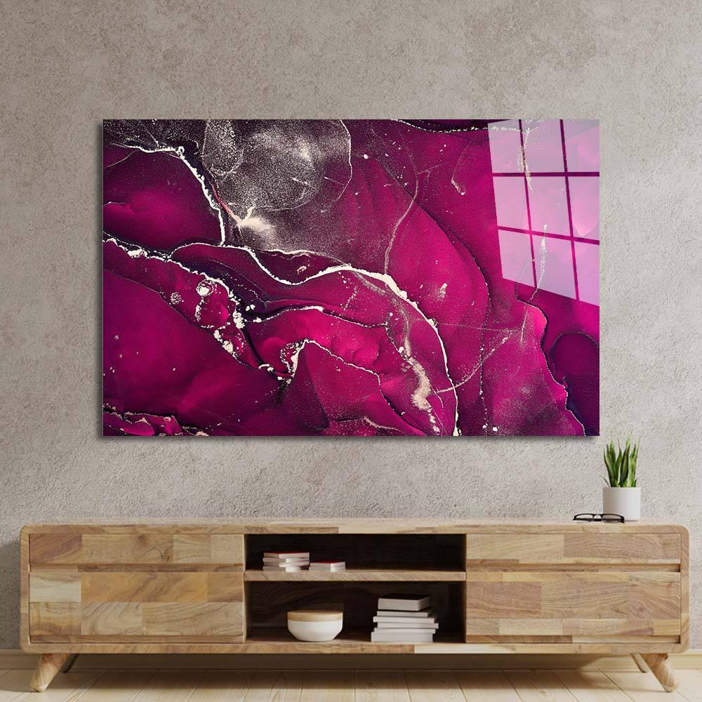 Abstract Hot Pink Alcohol Ink Marble Glass Wall Art - DIY - CreoGlass®